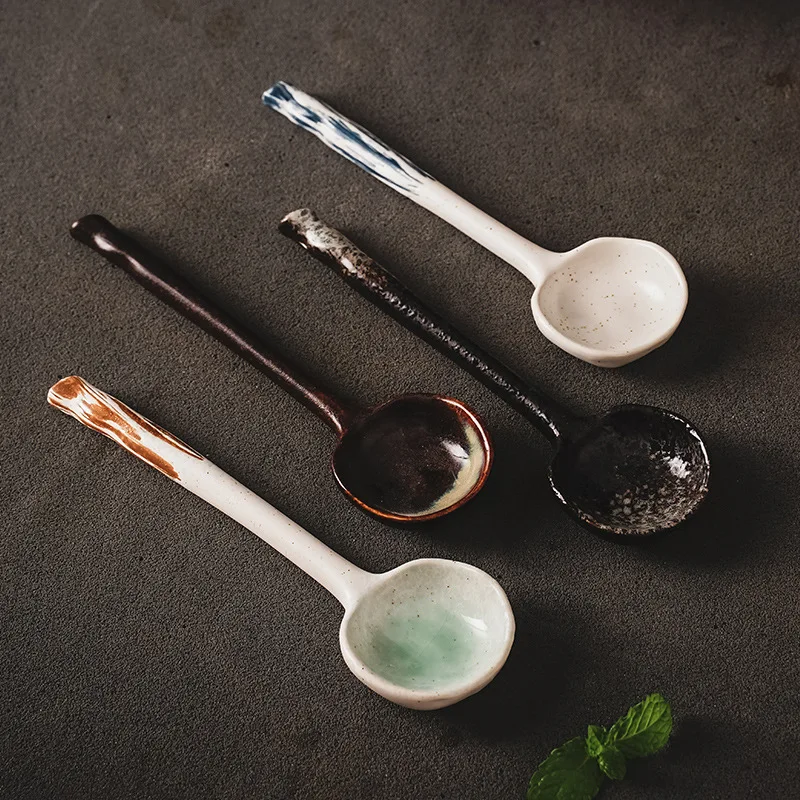 

Minimalist Design Ceramic Spoon handmade High Quality Ceramic Ramen Spoon, Multi color