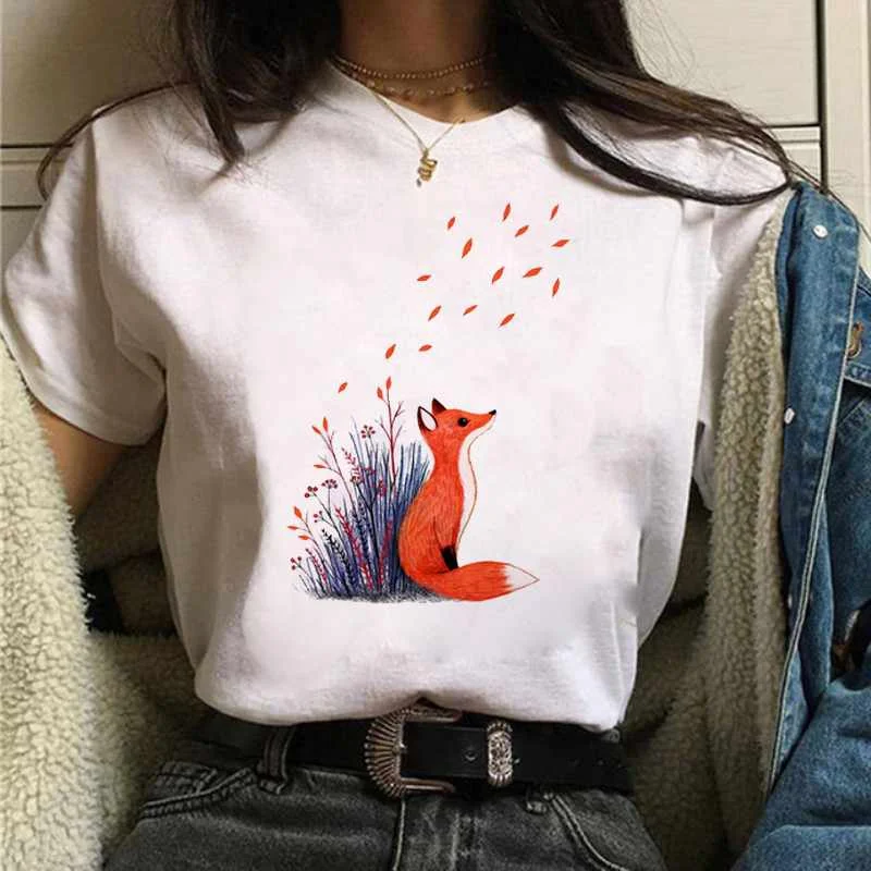 

New Funny Forest Mountain Printed Tshirts Women Casual 90s Graphic Printed Lady Clothes Top Tees Summer Short Sleeves Tops