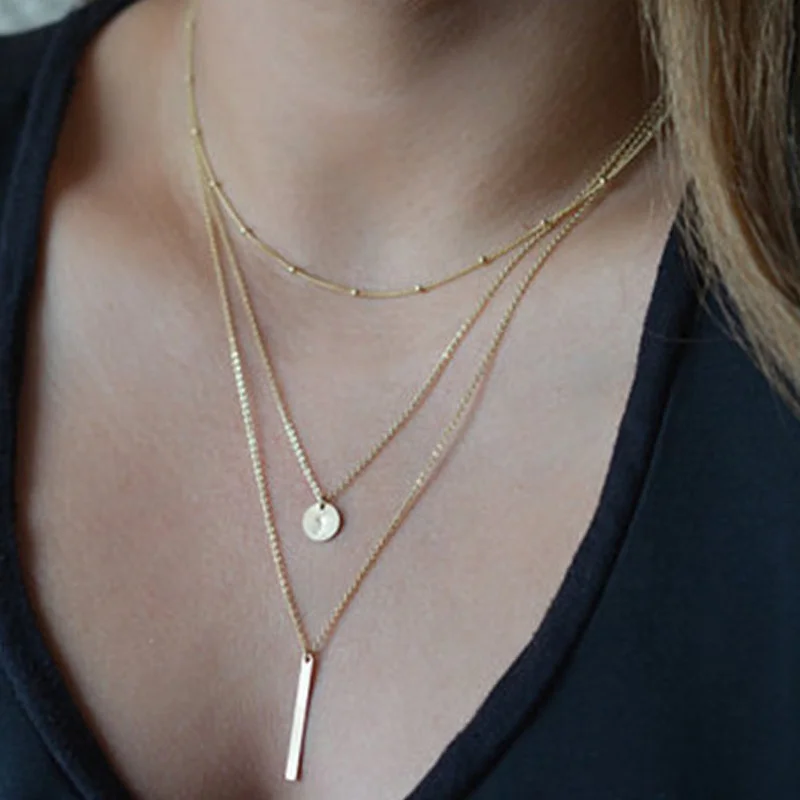 

Wholesale America Style Gold Color Different Style Alloy Women Bar Pendant Necklace, Silver or gold