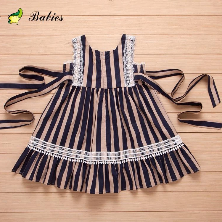 

Europe tutu skirt girls fancy milk silk dresses brown and black children strip dress, Available customized