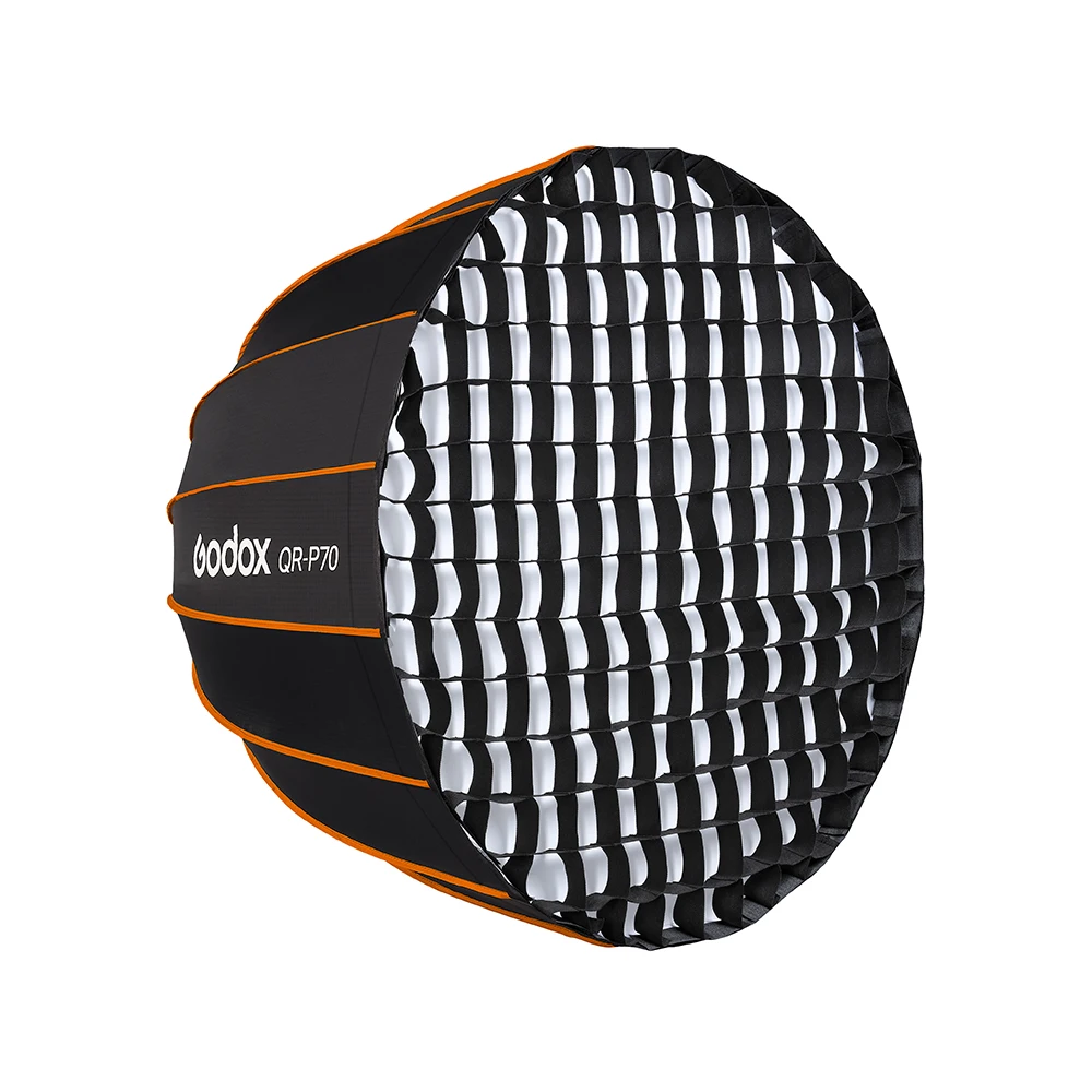 

Godox QR-P70 70CM QR-P90 90CM QR-P120 12CM Quickly Release Parabolic Deep Softbox + Honeycomb Grid for Bowens Mount Studio Flash
