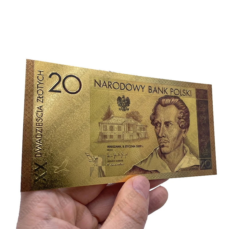 

Metal Craft Poland 20 Money 24K Gold Plated Plastic Banknote for Collection