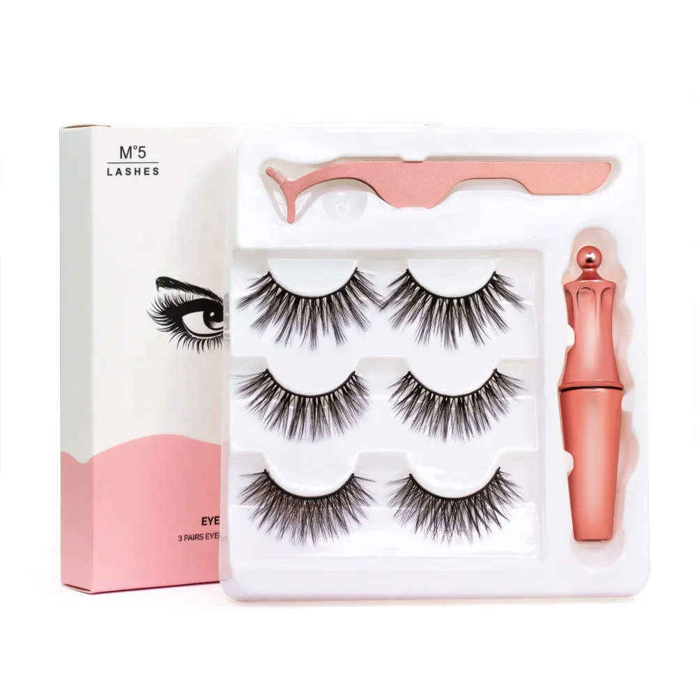 

Arrival Customize 5D False Lashes Partner Set Glue Free Magnetic Eyelashes Kit 2020 Private Label Magnetic Lashes Set, Natural black