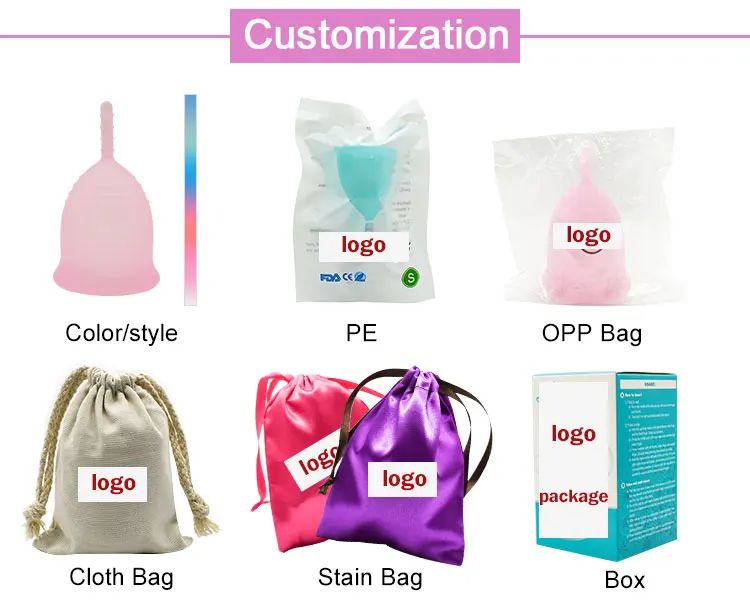 100 Iso13485 Medical Silicone Copa Menstruation Cup Lady Period