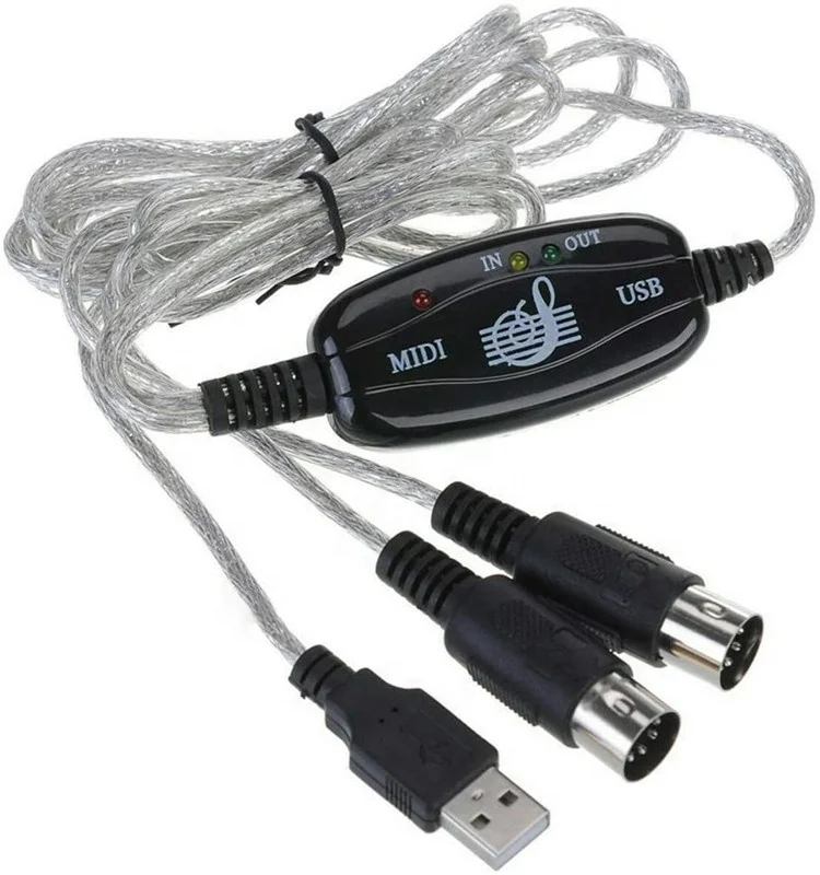 

USB MIDI Cable Converter 2 in 1 PC to Music Studio Keyboard Interface Wire Plug Controller Adapter Cord 16 Channel