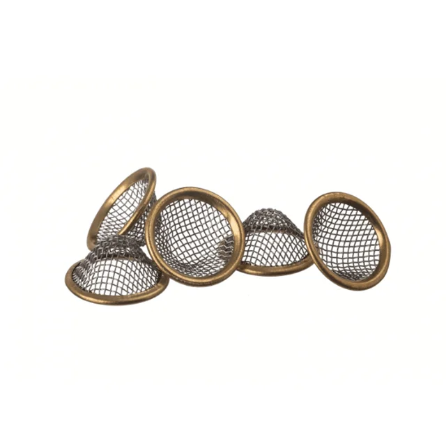 giftshop-UK 15 mm Conical Cone Shaped Bowl Stainless Steel Drop in Metal Pipe Filter Screen Gauze Brass Rimmed 5
