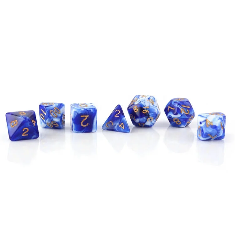 

Custom Unique D&D Plastic Dice Set Bright Blue Polyhedral Dice Set, Swirl/transparent/glitter