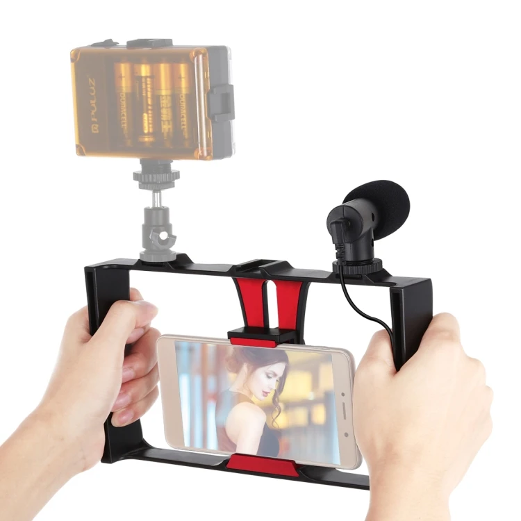

Dropshipping PULUZ 2 in 1 Live Broadcast Smartphone Video Rig + Microphone Kits for And Other Smartphone