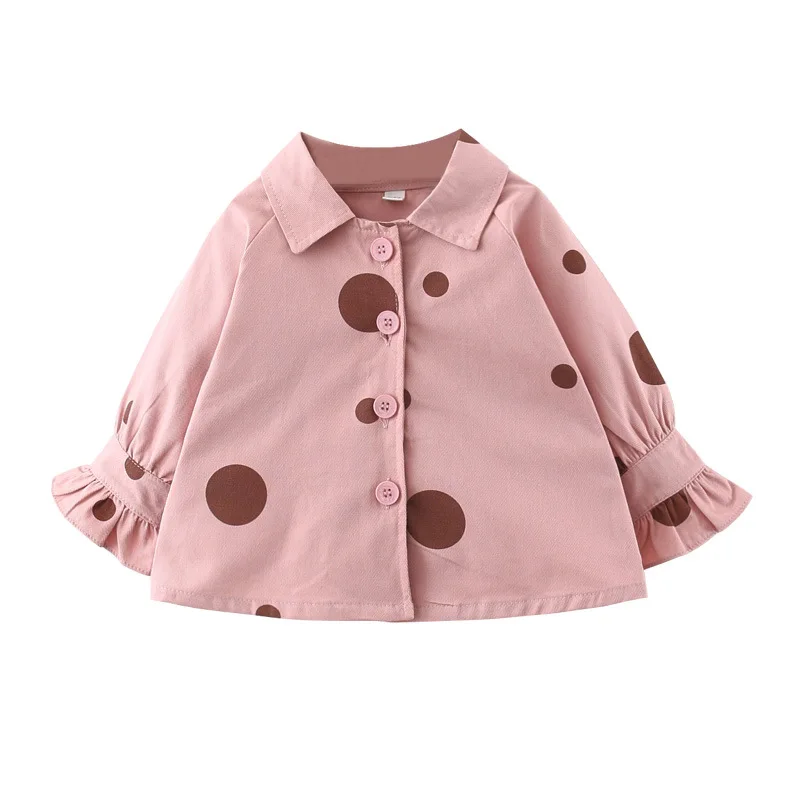 

Spring and Autumn Infant Children Girls Baby Spring Polka Dot Patchwork Top