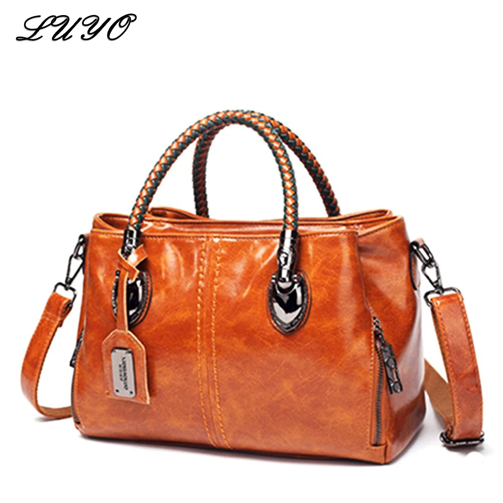 

Vintage Genuine Leather Luxury Handbags Women Bags Designer Famous Brands Tote Shoulder Bag made in china online shopping, Brown