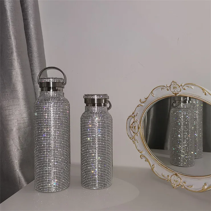 

Fashion Color Rhinestone Crystal 304 Stainless Steel Water Bottle, Customized color