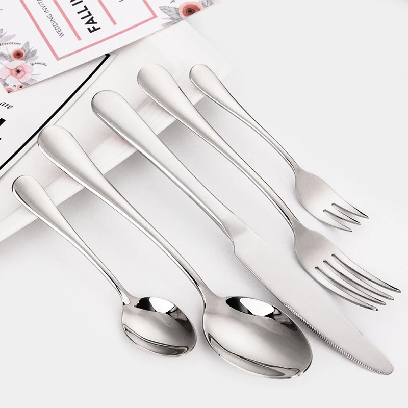 

Sus 410 Reusable Luxury 24Pcs 72 24 Pc Piece Royal Wedding Stainless Steel Cutlery Set, Silver(color plated)