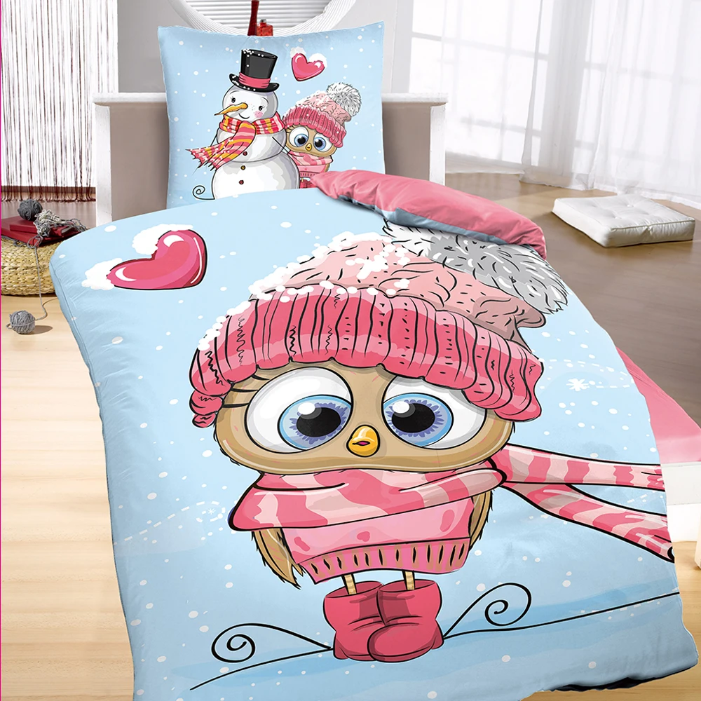 
custom 100% polyester home cartoon kids bedding set fleece bedding set 