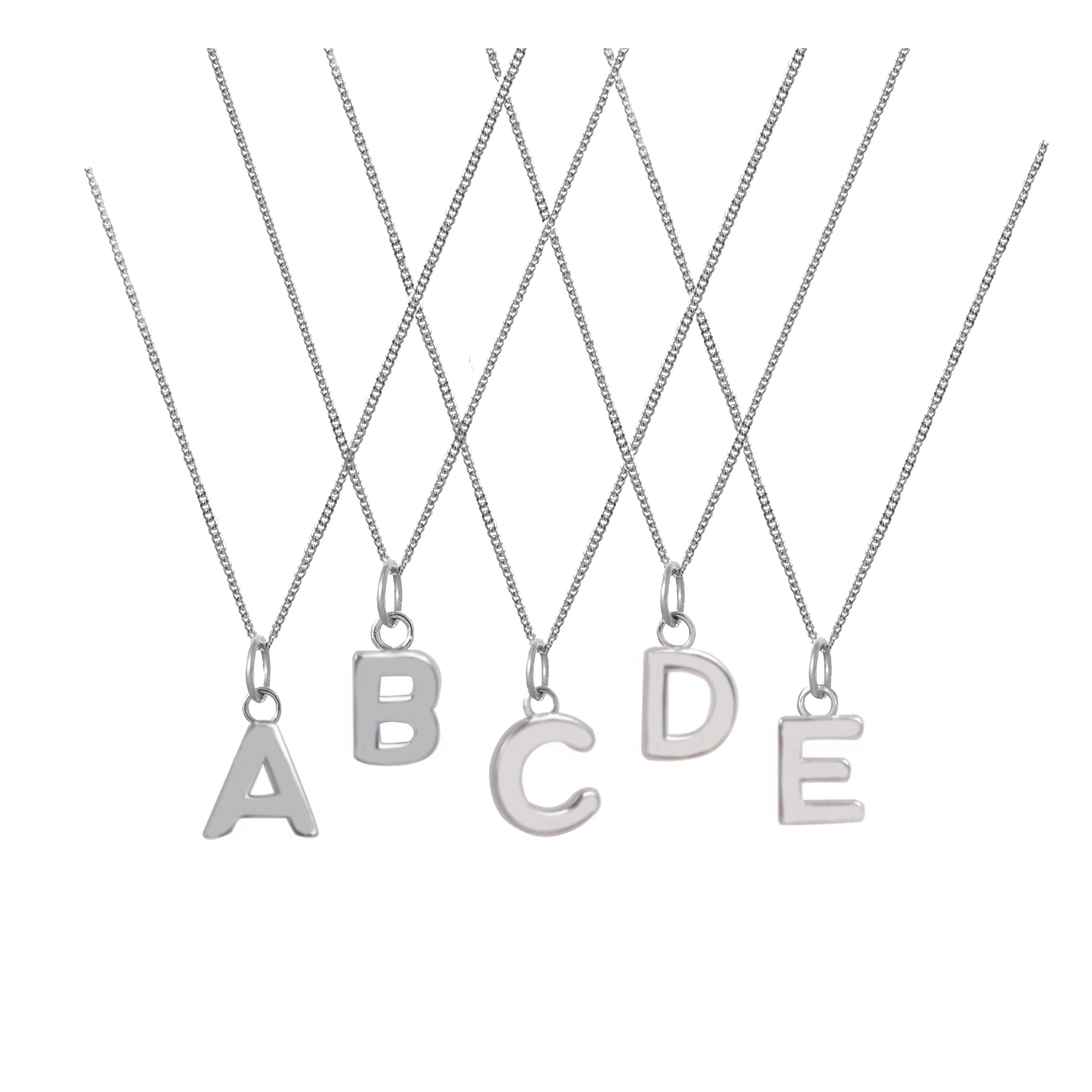 

WMLE001 Sterling Silver Initial Alphabet Letter Name Charm Pendant Necklace Personalized Gifts for Women or Girls, Platinum or plated