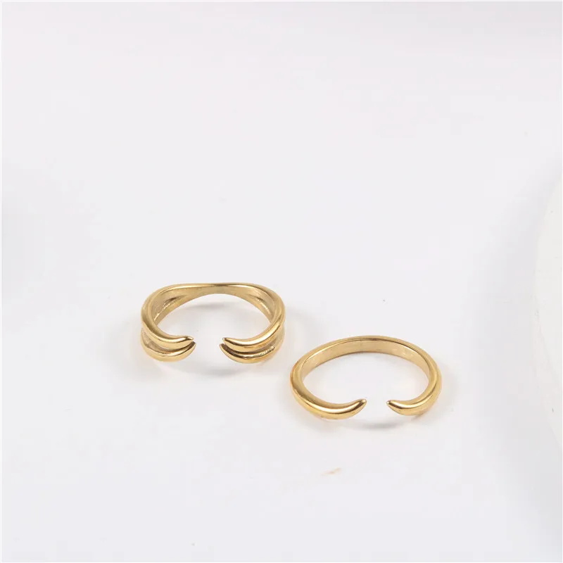 

Joolim Jewelry Wholesale 18K Gold Plated Ox Horn Stainless Steel Rings for Women Rings