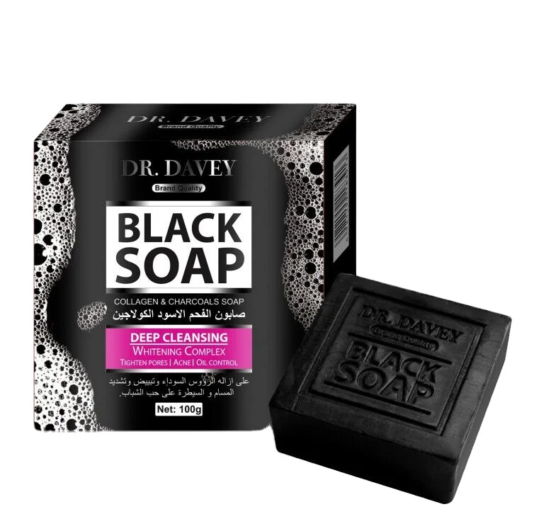 

DR.DAVEY Black charcoal soap deeply cleaning whitening tighten pores oil control acne soap 100g OEM wholesale