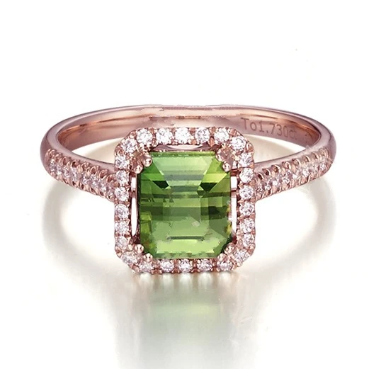 

Jingzhanyi Jewelry Factory manufacture 14K Gold Green Tourmaline & Diamond Ring