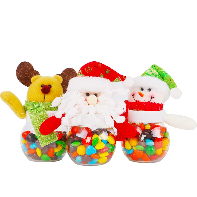 

Christmas decorations creative transparent plastic candy jar cartoon food round sealed jar children small gifts