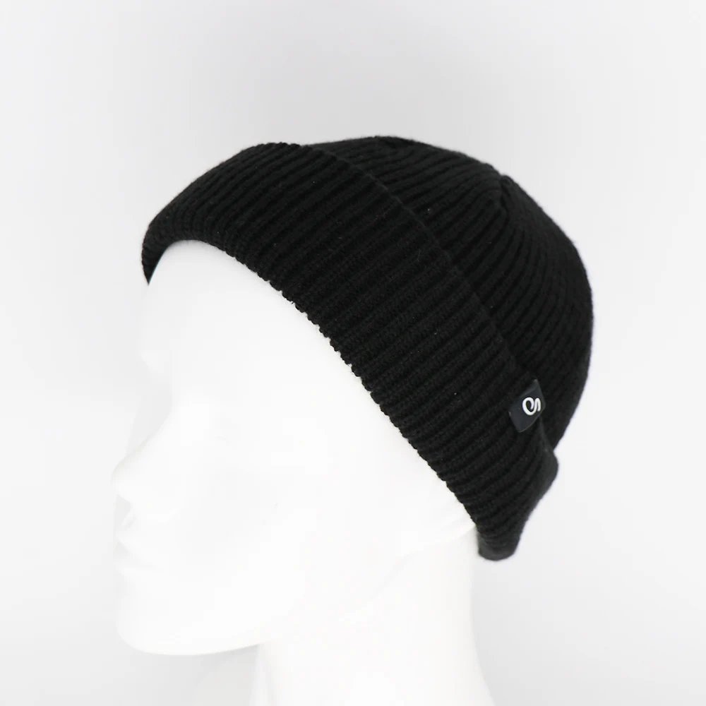

black soild color streetwear style winter fisherman beanie, Black solid color