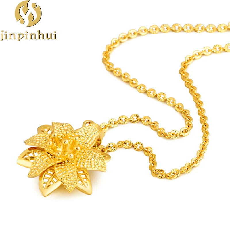 

Jinpinhui jewelry Vietnamese hot style gold plated necklace fashionable flower girl pendant