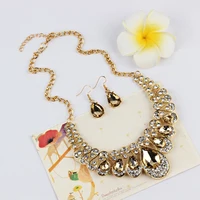 

2020 SAF wholesale crystal alloy new grace luxury fashion fashionable African women necklace and earring jewelry sets