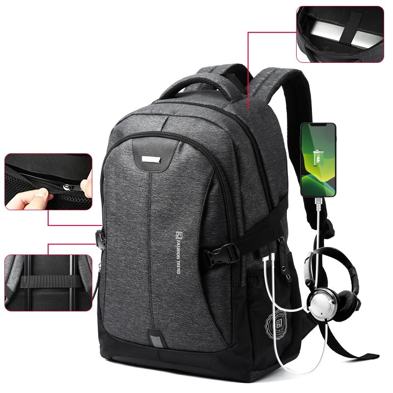 

Mochila Business Laptop backpack, Waterproof Travel Rucksack with USB Charging Port for Men Women