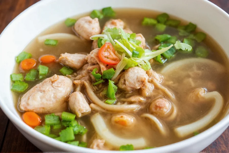 Chicken Pho Being Prepared at Home Kitchen