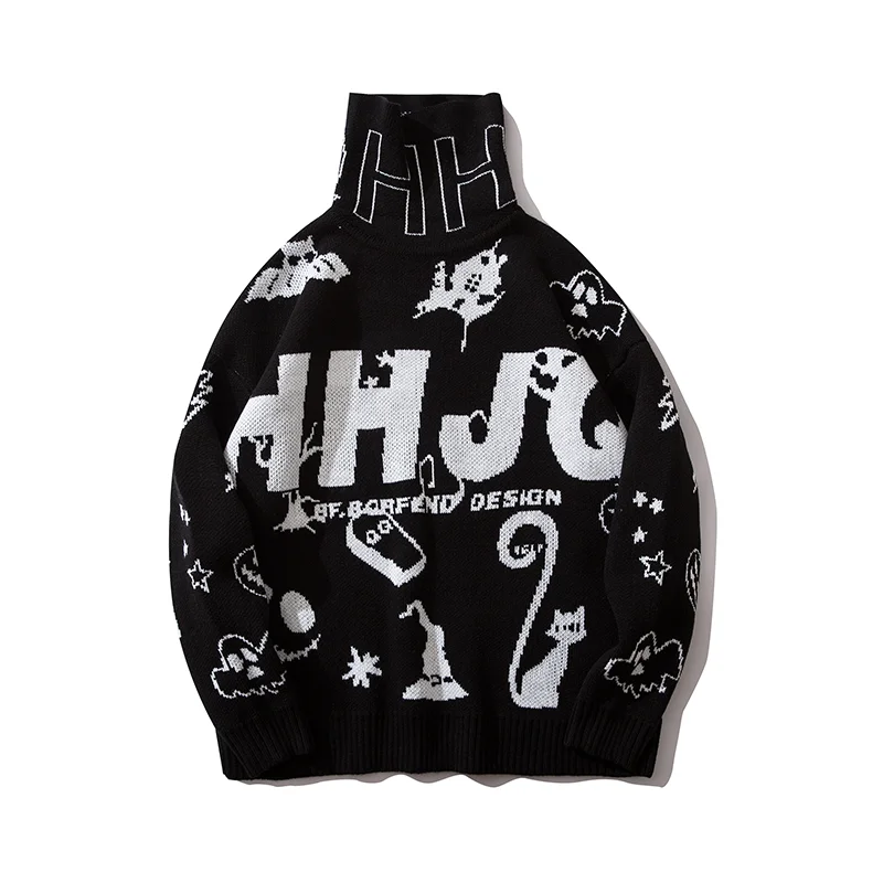 
Good Quality Letter Fashion Knitted Turtleneck Sweater Mens Turtleneck Sweater Mens High Collar Sweaters 