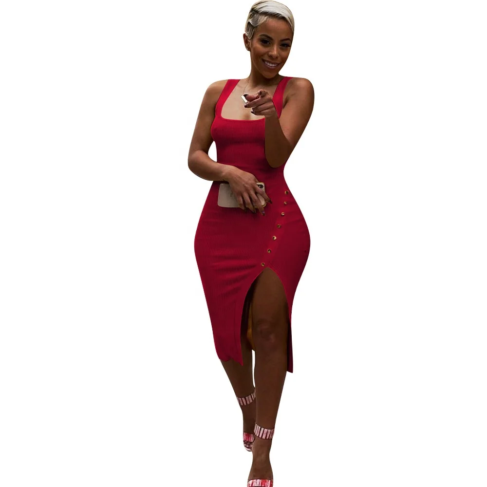

B62824A Hot foreign trade women's dress solid color irregular sexy dress