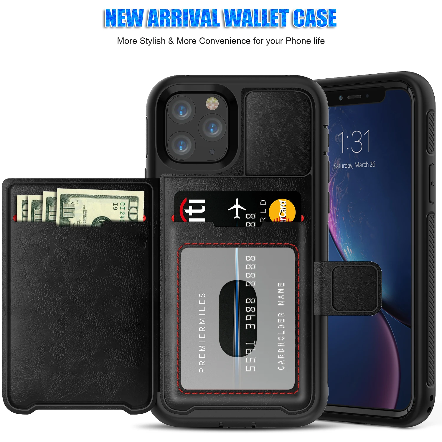 Amazon Hot Products Wallet Leather Carcasa de Telefono para for iPhone 11 Pro Card Slot Phone Case