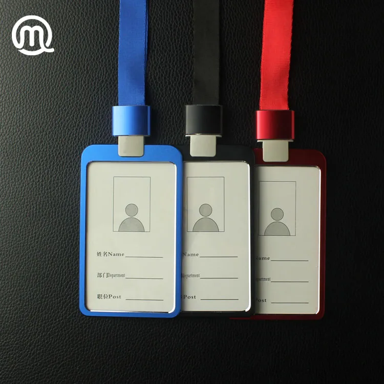 

metal Aluminum alloy custom photo ID card holder badges with Vertical shape, Silver,gold,red,blue,black,pink