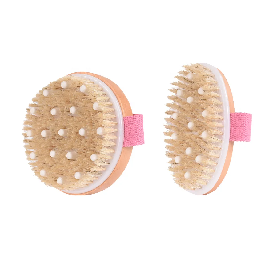 

Beauty shops massage body brush set Custom logo Eco-friendly wood wet dry skin brushing Round oval 2 in 1 Treesmile high quality