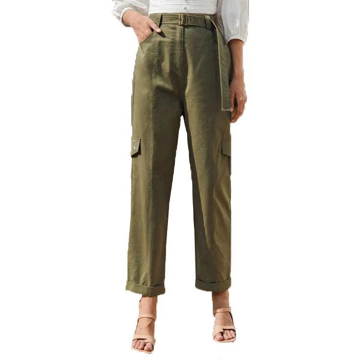 

Buckle Belt Clamshell Detail Hem Hem Trousers