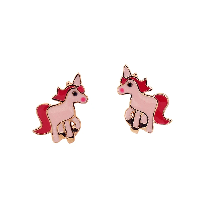 

LSUP01-EA New Arrival Small Custom Unicorn Enamel Stud Earrings Jewelry 925 sterling silver