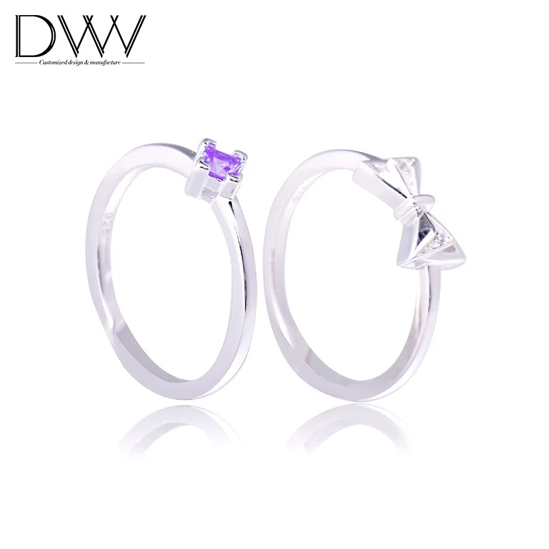 

Custom Finger Gemstone Butterfly Couple Ring Sets Women Gold Plated Engagement Sterling Silver Jewelry Wedding Ring