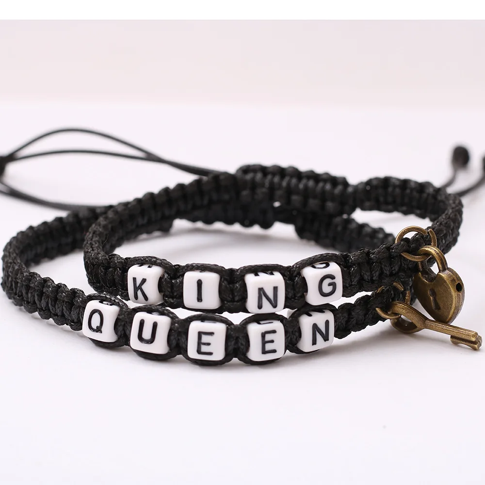 

European and American hand-woven king and queen couple bracelets hand-woven bracelets, Photo