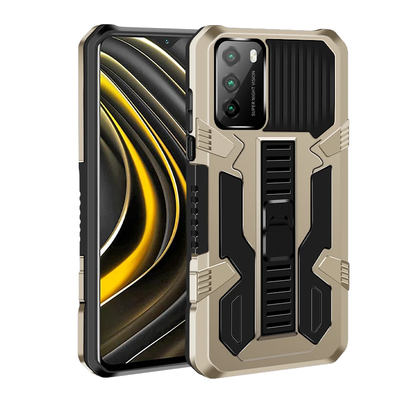 

Hot Selling TPU PC Shockproof Protection With Stand Rugged Cases For Xiaomi Poco M3 Pro 5G Back Cover Phone Case