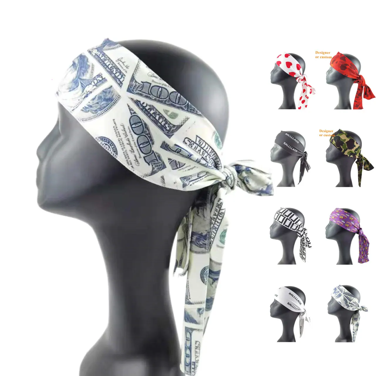 

Wholesale Designer Head Scarf Designer Headbands Custom Head Wraps With Logo