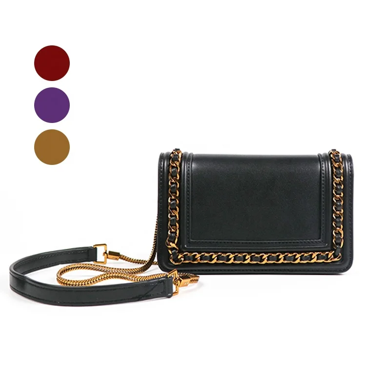 

Guangzhou factory wholesale Metal chain bag decoration lady fashion small square bag PU leather women handbags purse