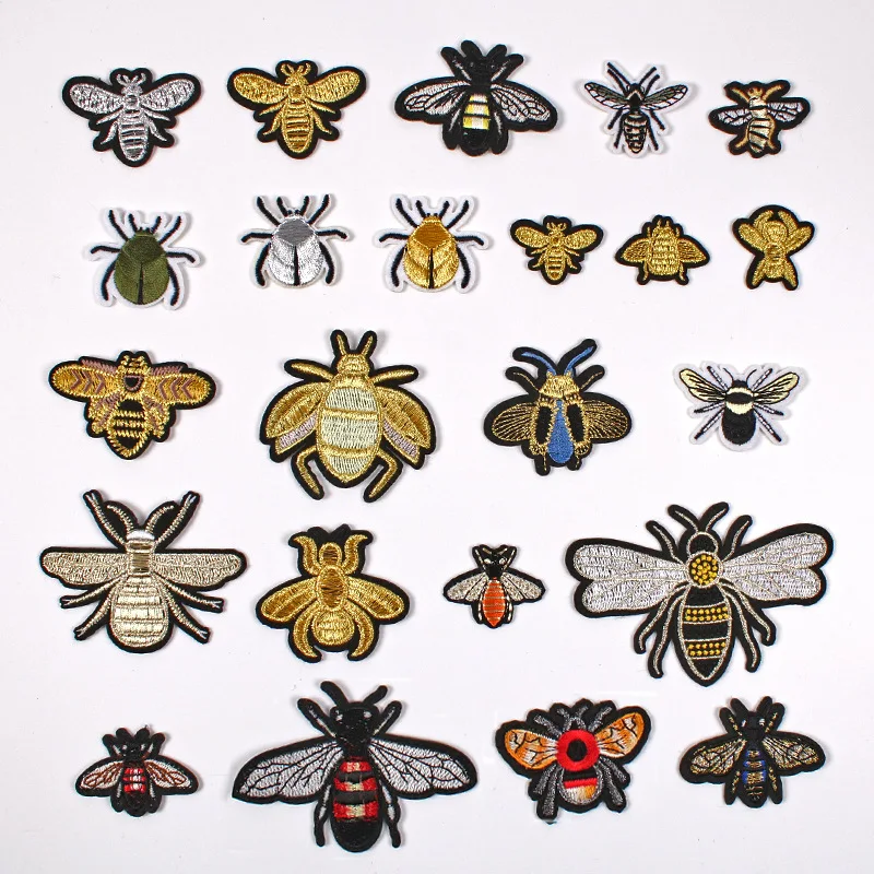 

Manufacturers Embroidered Cloth Stickers Badge Patch Gold Silver Color Bugs Fashion Insects Clothing Accessories, Custom color