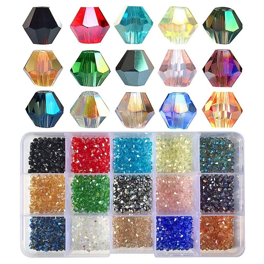 

4mm Bicone Crystal Glass Beads for Jewelry Making, Multi color