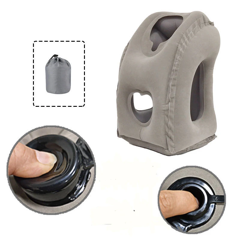 Air Goods High Quality Flocking Inflatable Flight Travelling Head Rest Pillow