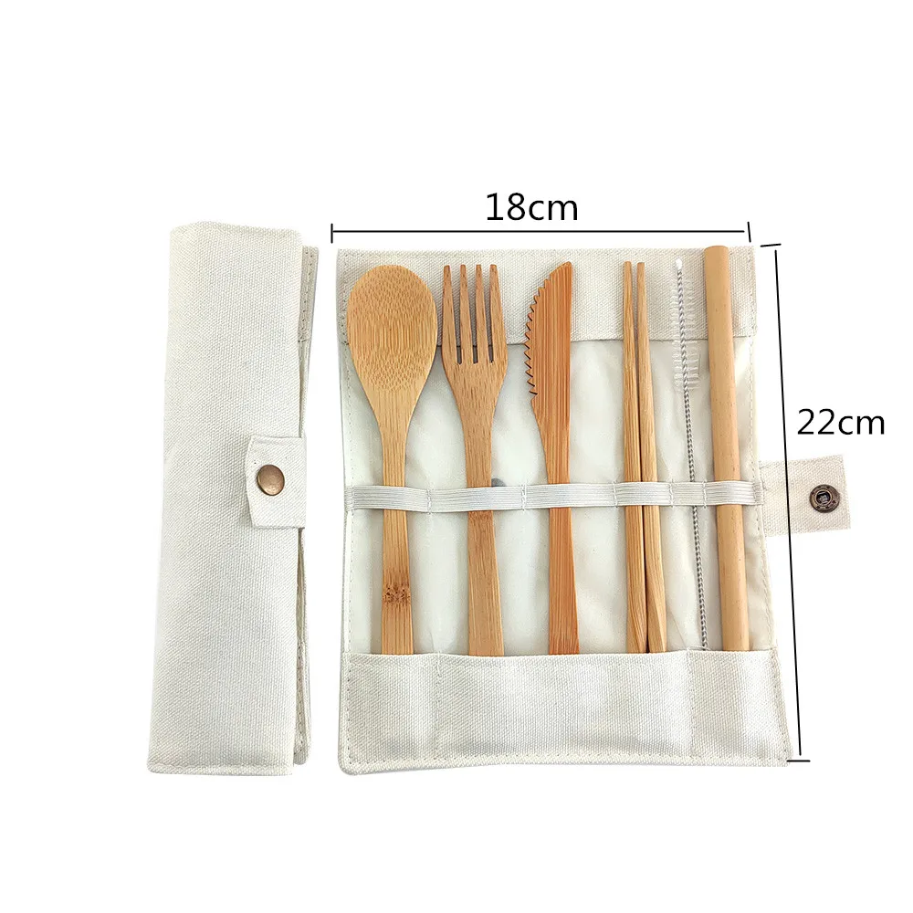 

Flatware fork knife spoon set reusable cutlery bamboo Cutlery Set Travel Utensils Biodegradable Wooden Dinnerware Outdoor