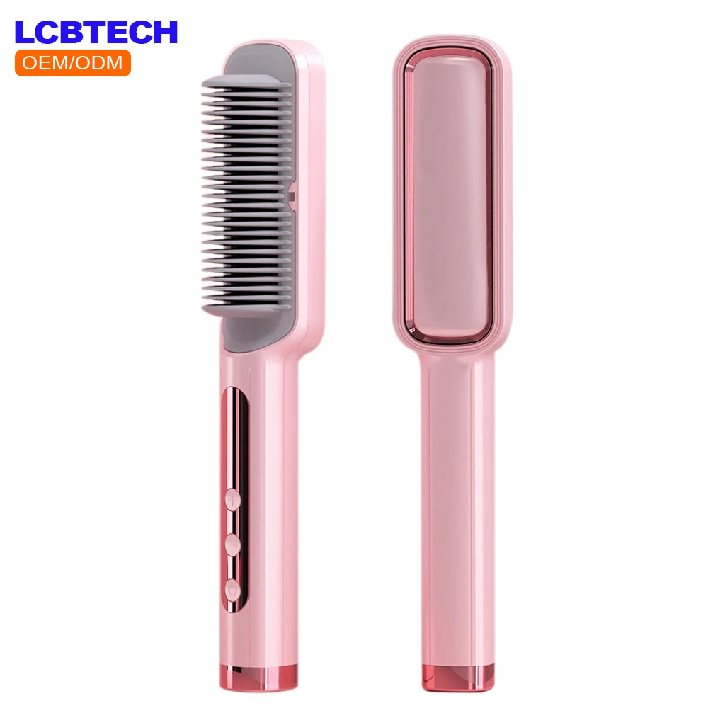 

2021 Hot Sale Customized Negative Ion Hair Straightener Curling Dual-Purpose Electric Hair Straightener Brush Comb