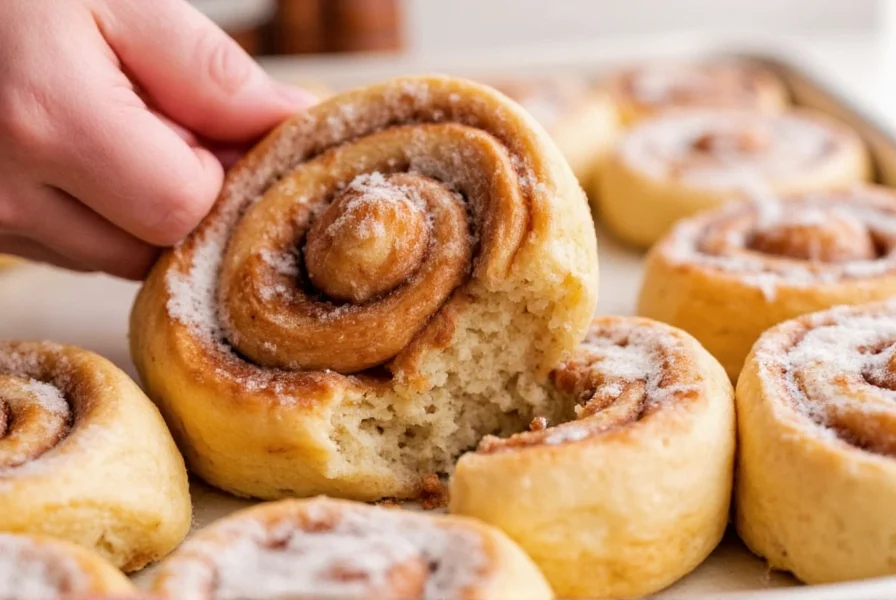 Assortment of specialty cinnamon buns including vegan and gluten-free varieties on rustic wooden board