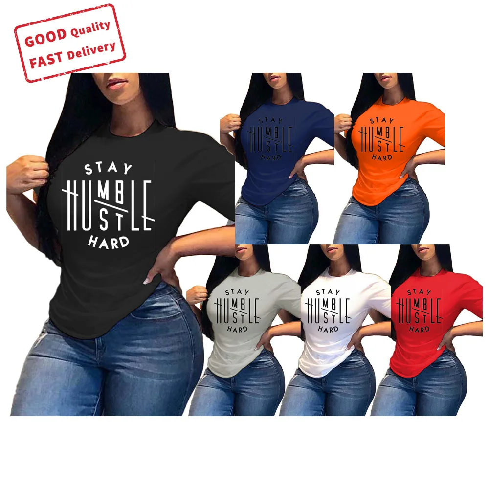 

GQ1356 2021 new arrivals clothing t-shirt letter printing cotton t-shirt feminin casual plus size t-shirts, Picture color