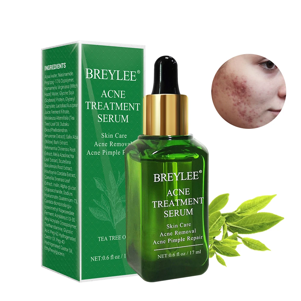 

Amazon hot sale BREYLEE natural tea tree acne spot treatment serum skin care free shipping, As photo