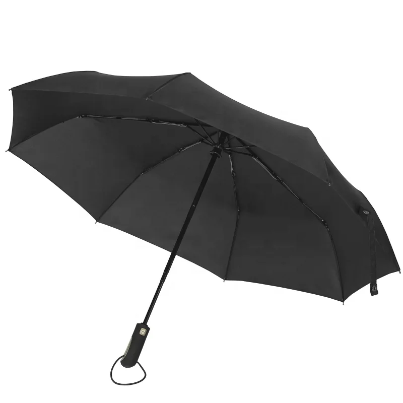 

New black durable commercial 3 fold auto open close 100cm cheap folded rain bsci foldable umbrella with own company custom logo, Black rain three folding umbrella