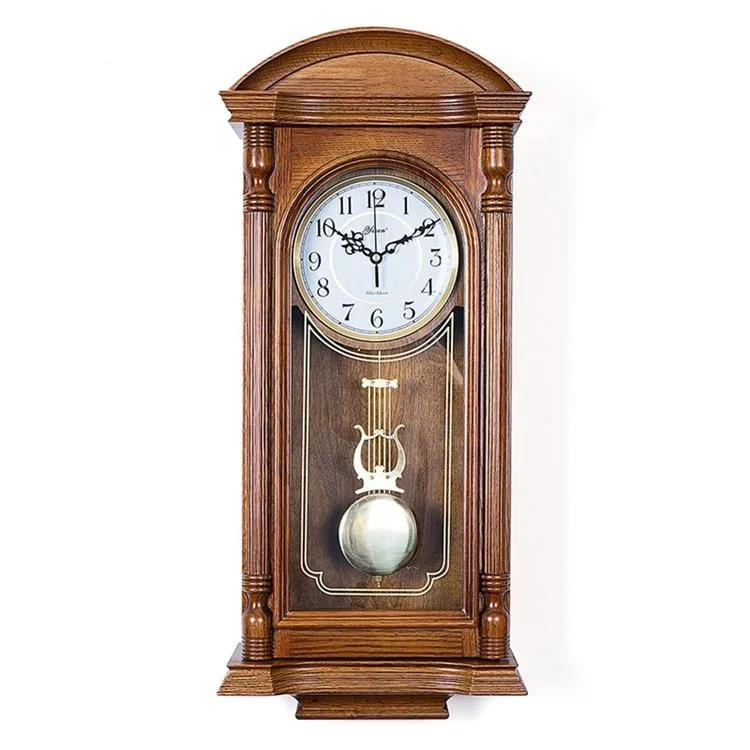 

European Battery Operated Antique Grandfather Wall Mounted Wood Vintage Pendulum Wall Clock