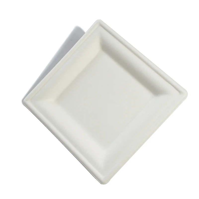 

100% Recyclable Paper Plates Disposable Biodegradable White Wheat Straw Largepaper Plate Square Plate